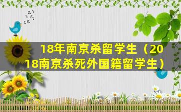 18年南京杀留学生（2018南京杀死外国籍留学生）