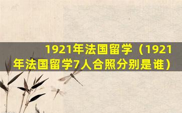 1921年法国留学（1921年法国留学7人合照分别是谁）