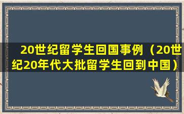 20世纪留学生回国事例（20世纪20年代大批留学生回到中国）