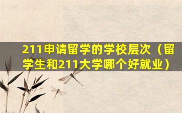 211申请留学的学校层次（留学生和211大学哪个好就业）