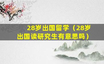 28岁出国留学（28岁出国读研究生有意思吗）