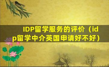 IDP留学服务的评价（idp留学中介英国申请好不好）
