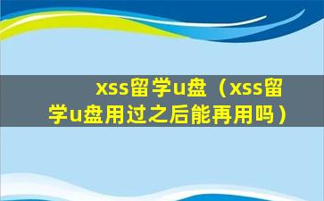 xss留学u盘（xss留学u盘用过之后能再用吗）