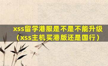 xss留学港服是不是不能升级（xss主机买港版还是国行）