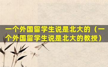 一个外国留学生说是北大的（一个外国留学生说是北大的教授）