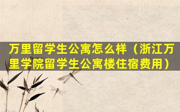 万里留学生公寓怎么样（浙江万里学院留学生公寓楼住宿费用）