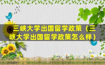 三峡大学出国留学政策（三峡大学出国留学政策怎么样）