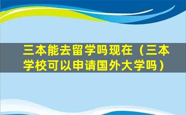 三本能去留学吗现在（三本学校可以申请国外大学吗）