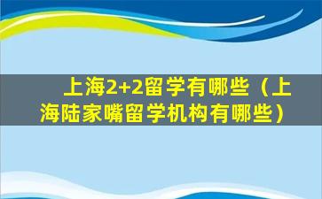 上海2+2留学有哪些（上海陆家嘴留学机构有哪些）