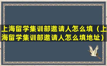 上海留学集训部邀请人怎么填（上海留学集训部邀请人怎么填地址）