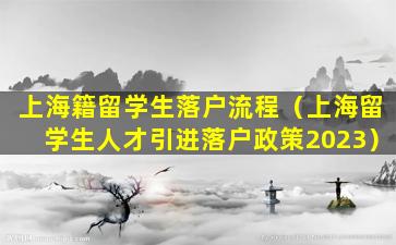 上海籍留学生落户流程（上海留学生人才引进落户政策2023）