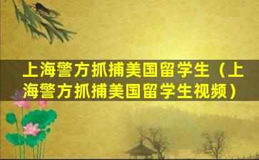 上海警方抓捕美国留学生（上海警方抓捕美国留学生视频）