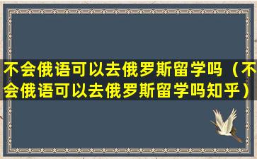 不会俄语可以去俄罗斯留学吗（不会俄语可以去俄罗斯留学吗知乎）