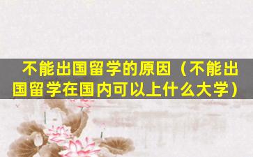 不能出国留学的原因（不能出国留学在国内可以上什么大学）