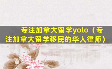 专注加拿大留学yolo（专注加拿大留学移民的华人律师）