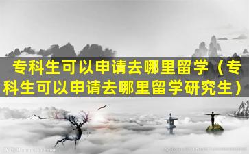 专科生可以申请去哪里留学（专科生可以申请去哪里留学研究生）