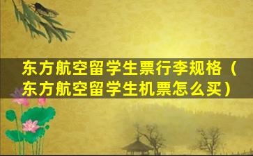 东方航空留学生票行李规格（东方航空留学生机票怎么买）