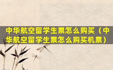 中华航空留学生票怎么购买（中华航空留学生票怎么购买机票）