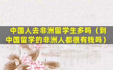 中国人去非洲留学生多吗（到中国留学的非洲人都很有钱吗）