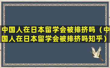 中国人在日本留学会被排挤吗（中国人在日本留学会被排挤吗知乎）