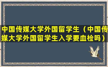 中国传媒大学外国留学生（中国传媒大学外国留学生入学要血检吗）