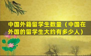 中国外籍留学生数量（中国在外国的留学生大约有多少人）