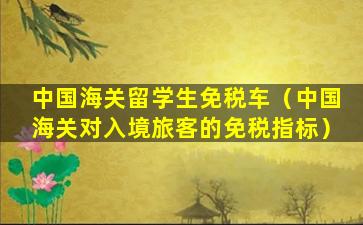 中国海关留学生免税车（中国海关对入境旅客的免税指标）