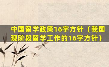 中国留学政策16字方针（我国现阶段留学工作的16字方针）
