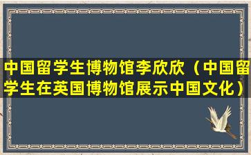中国留学生博物馆李欣欣（中国留学生在英国博物馆展示中国文化）