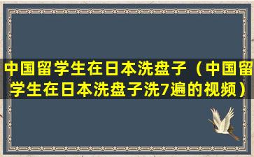 中国留学生在日本洗盘子（中国留学生在日本洗盘子洗7遍的视频）