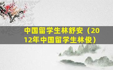 中国留学生林舒安（2012年中国留学生林俊）
