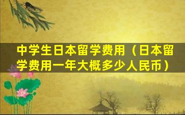 中学生日本留学费用（日本留学费用一年大概多少人民币）