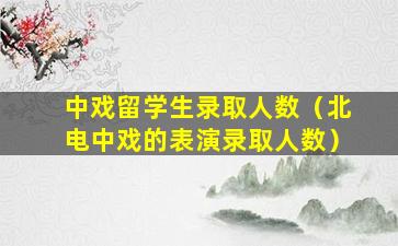 中戏留学生录取人数（北电中戏的表演录取人数）