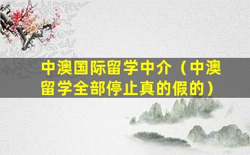 中澳国际留学中介（中澳留学全部停止真的假的）
