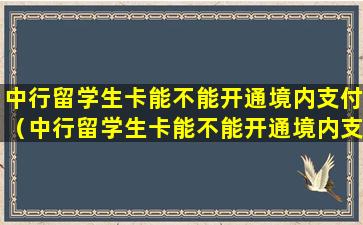 中行留学生卡能不能开通境内支付（中行留学生卡能不能开通境内支付业务）