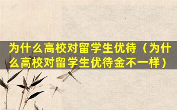 为什么高校对留学生优待（为什么高校对留学生优待金不一样）