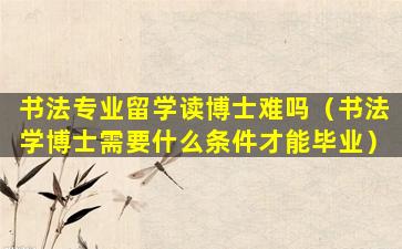 书法专业留学读博士难吗（书法学博士需要什么条件才能毕业）