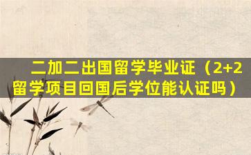 二加二出国留学毕业证（2+2留学项目回国后学位能认证吗）