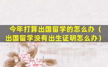 今年打算出国留学的怎么办（出国留学没有出生证明怎么办）
