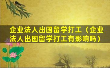 企业法人出国留学打工（企业法人出国留学打工有影响吗）