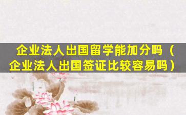 企业法人出国留学能加分吗（企业法人出国签证比较容易吗）