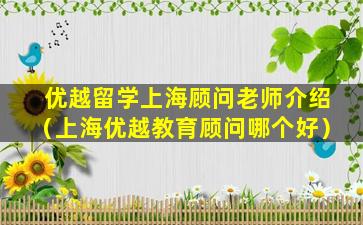 优越留学上海顾问老师介绍（上海优越教育顾问哪个好）
