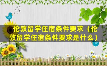 伦敦留学住宿条件要求（伦敦留学住宿条件要求是什么）