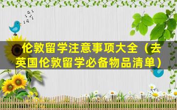 伦敦留学注意事项大全（去英国伦敦留学必备物品清单）