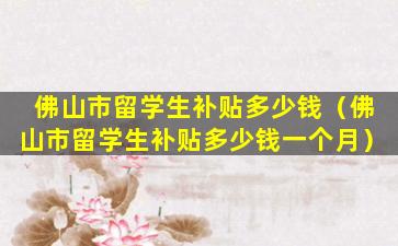 佛山市留学生补贴多少钱（佛山市留学生补贴多少钱一个月）