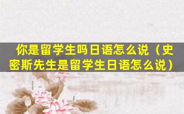 你是留学生吗日语怎么说（史密斯先生是留学生日语怎么说）