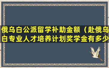俄乌白公派留学补助金额（赴俄乌白专业人才培养计划奖学金有多少）
