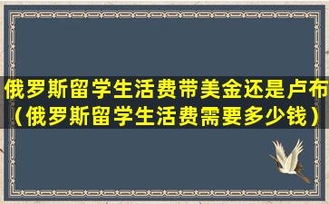 俄罗斯留学生活费带美金还是卢布（俄罗斯留学生活费需要多少钱）