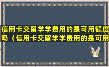信用卡交留学学费用的是可用额度吗（信用卡交留学学费用的是可用额度吗安全吗）