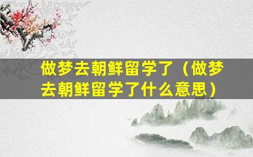 做梦去朝鲜留学了（做梦去朝鲜留学了什么意思）